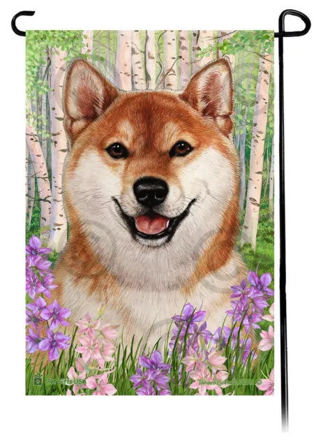 Shiba Inu Spring Flowers Garden Flag