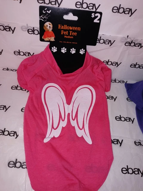 Pet Tee Medium Pink TShirt White. Angel Wings  1Halloween Costume New