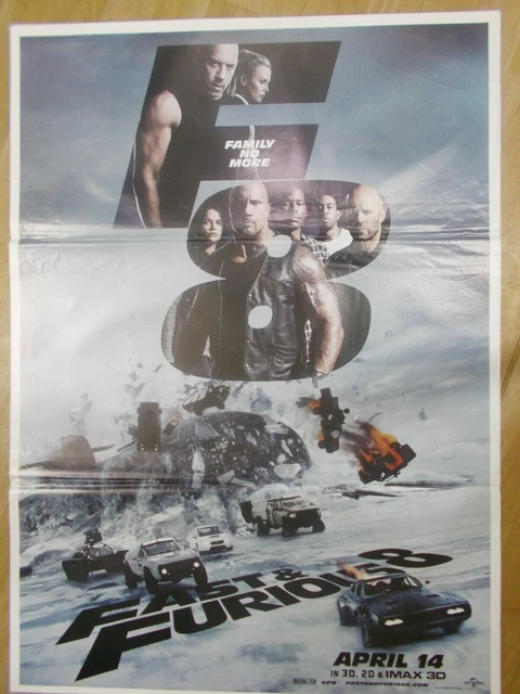 FAST AND FURIOUS 8 2017 Rare Movie Poster India Promo Orig Ltd Stock ENG