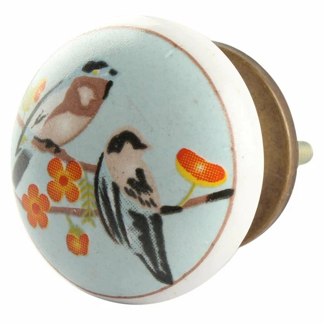 Main Céramique Oiseau Plat Enfant Commode Boutons Tiroir Porte Poignées Lot De 2