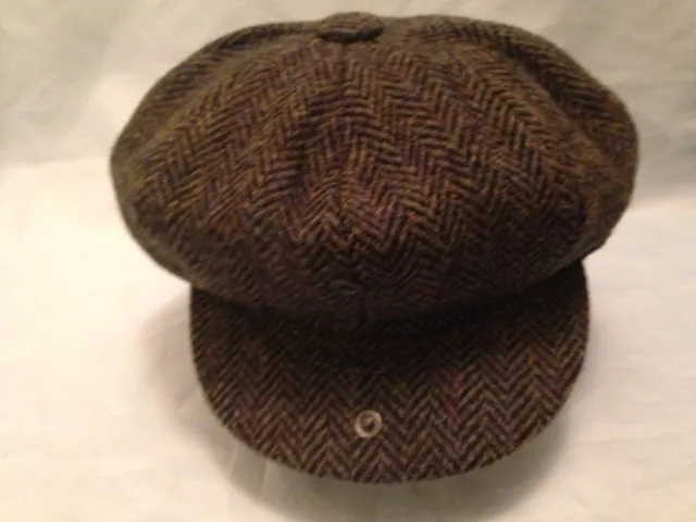 Dark Green Harris Tweed Hat 100% Wool Newsboy 20'S 30'S Peaky Blinders Cap