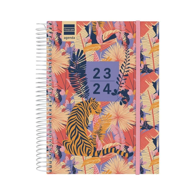 Agenda Finocam Natural Tiger Per la scuola 2023-2024 Multicolore Quarto 15,5