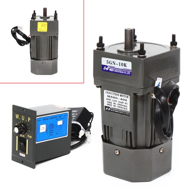 10K 60W 135RPM Adjustable Variable Gear Reducer Motor with Speed Controller 1:10