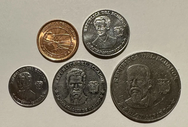 Ecuador 2000 Set of 5 Coins 1, 5, 10, 25, 50 Centavos Lot#E8