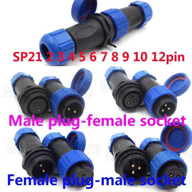 Connecteur Aviation SP21 3 Broches IP68 - Étanche 500V 30A - Pour Éclairage Extérieur