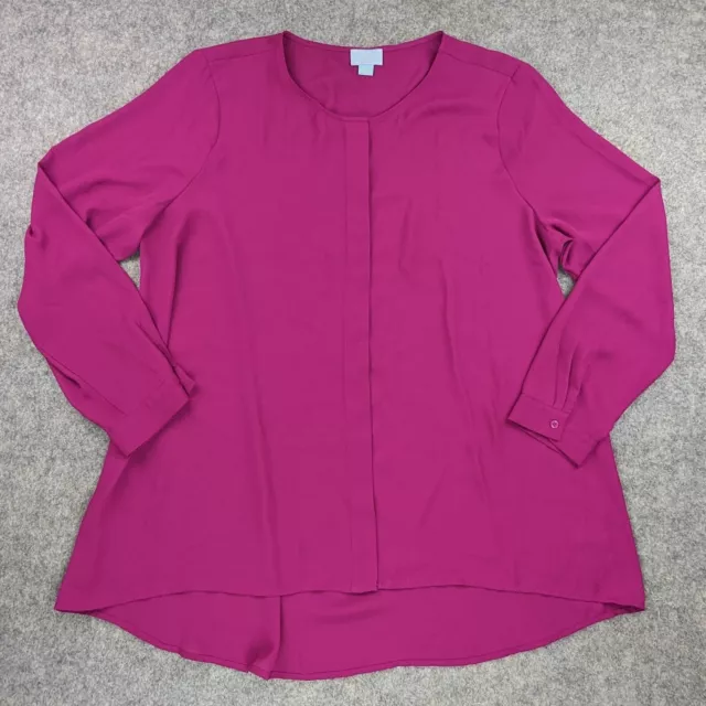 CeCe Shirt Womens Extra Large Pink Button Long Sleeve Blouse Top Flowy Tunic