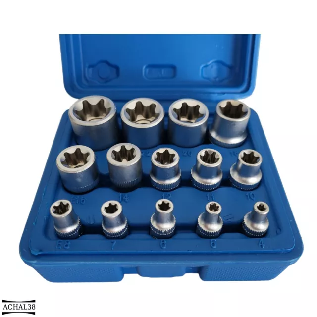 Coffret Douilles Torx Femelles Douille Etoile femelle taille E4 a E24  14Pcs FR