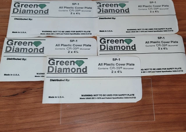 (5) NOS Green Diamond SP-1 Welding Lens All Plastic Cover Plate 2"x4.25" Clear