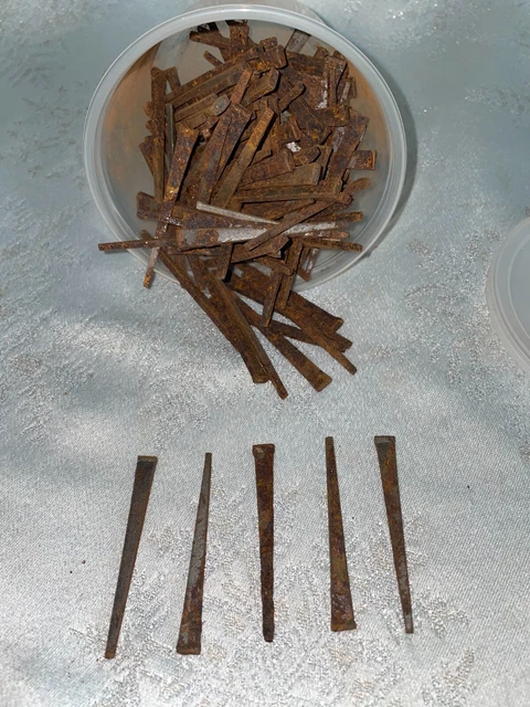 Antique 2.5” 2 1/2" Steel Square Cut Head Nails Rusty Vintage Spikes LOT of 142