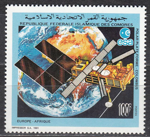 Komoren / Comores Nr. 974A** und Block 350** Satellit über Afrika