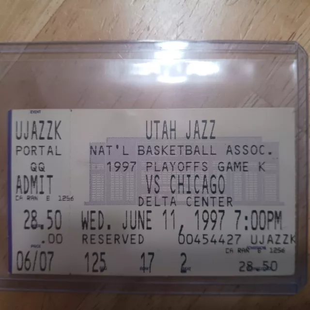 Michael Jordan 1997 NBA Finals Flu Game ticket stub  Chicago Bulls vs Utah Jazz
