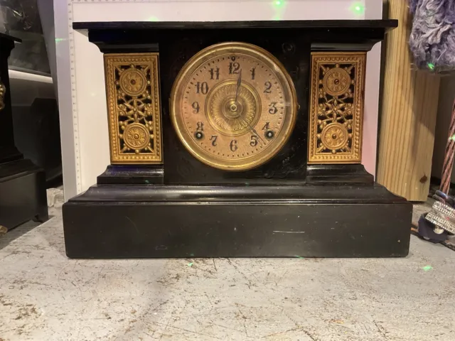 Antique Ansonia Mantle 8-day Clock, Cast Iron - Steel. Heavy!