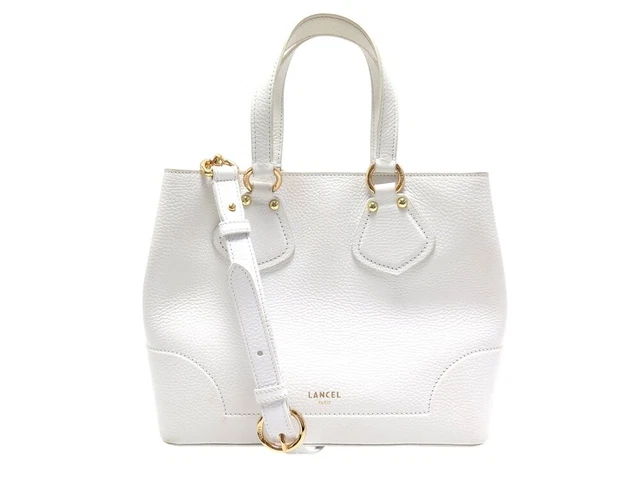 SAC A MAIN Lancel Cabas S Neo Izy A12133 Cuir Graine Blanc