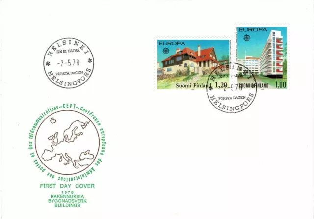 Suomi Finland 1977 Europa Studio House Hvittrask Set Of 2 First Day Cover