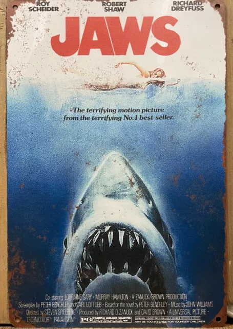 Jaws Metal Wall Sign 12" x 8"