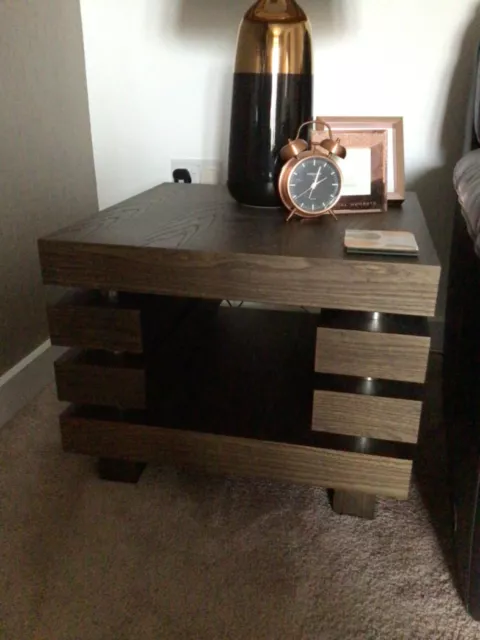 2 Modern Square Living Room Lounge Side Coffee Table In A Lovely Dark Wood