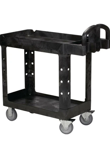 Carrello da tavolo Rubbermaid 2 piani di carico L770xB420 mm nero grp.226 kg montante/carico...