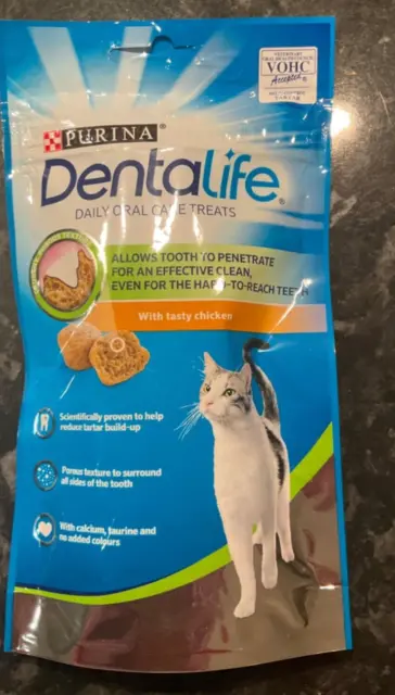 Tratamiento oral diario Purina Dentalife pollo gato 40 g MÁS BARATO en eBay ——