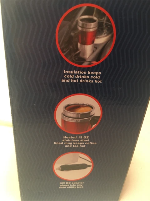 Yorkshire Stainless Steel HEATED 13 OZ Travel Mug w/12V DC CAR Adapter Electric 3