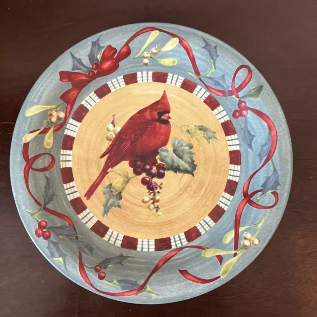 Lenox Winter Greetings Everyday Stoneware Cardinal Dinner Plate 10 3/4"