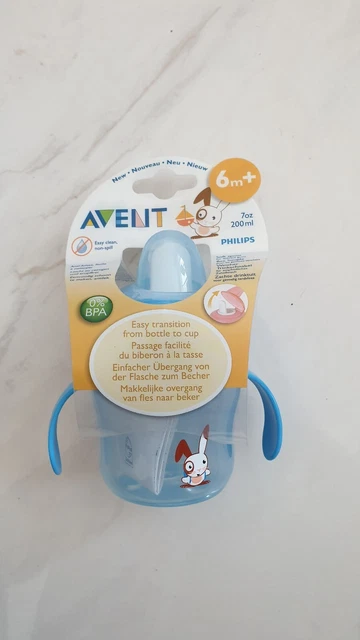 🙂 Avent 🙂 Taza de pico suave de sorbo fácil 200 ml azul bebé niño pequeño vaso de bebida destete