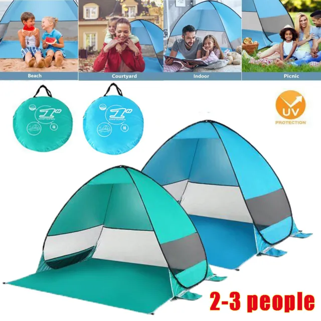 Pop Up Beach Tent Sun Shade Shelter Anti-UV Outdoor Camping Portable Blue Canopy