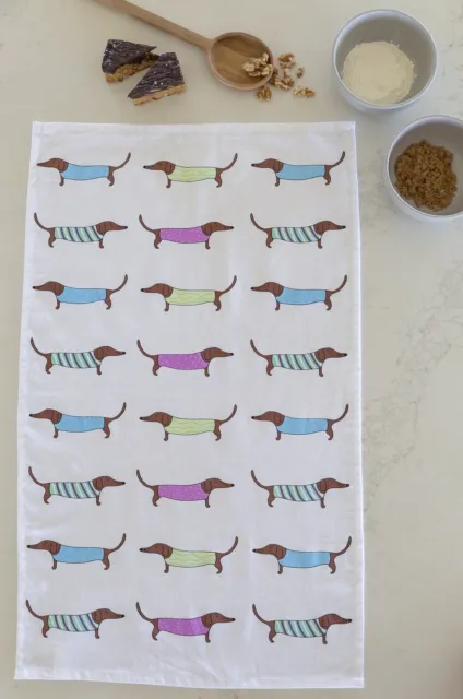 NEW Australian Design Sausage Dogs 100% Cotton Kitchen Tea Towel Linen Gifts