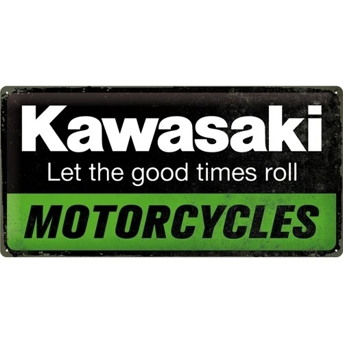 Nostalgic-Art 25x50cm Metal Sign Kawasaki Motorcycles Long Home/Office Decor