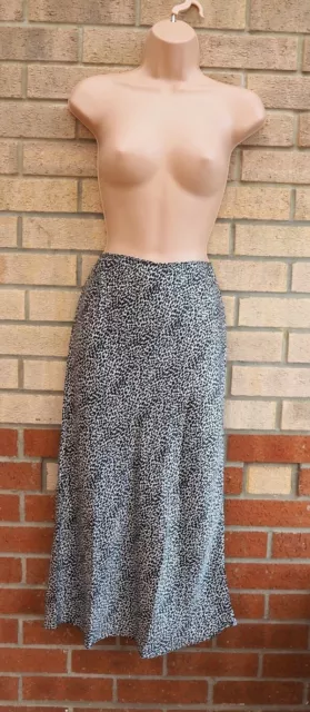 TOPSHOP PETITE WHITE Black Spotted Animal Print Satin Bias Midi