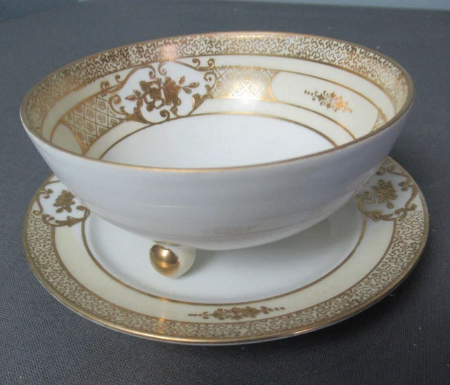 Vintage Noritake Nippon Footed Mayonnaise Bowl w/ Plate - Japan - e3 sb