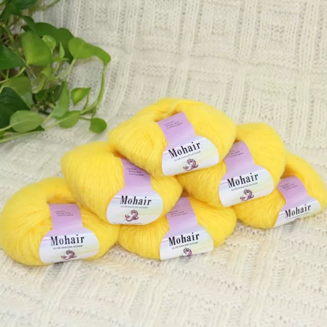 Sale 6BallsX25gr Fluffy Lace Mohair Warm Shawl Rugs Hand Knit Crocheted Yarn 05