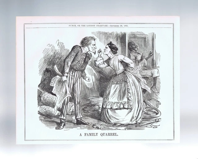 1861 Original US Civil War Cartoon British View North v South "Family Quarrel"