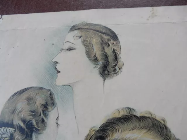ART DECO HAIR Stylists ILLUSTRATION recent find in French SALON amazing  c 2