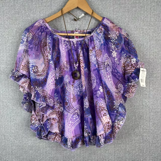 Knit Works Girls Top Size XL 3pc Tank and Overlayer Purple and Necklace New