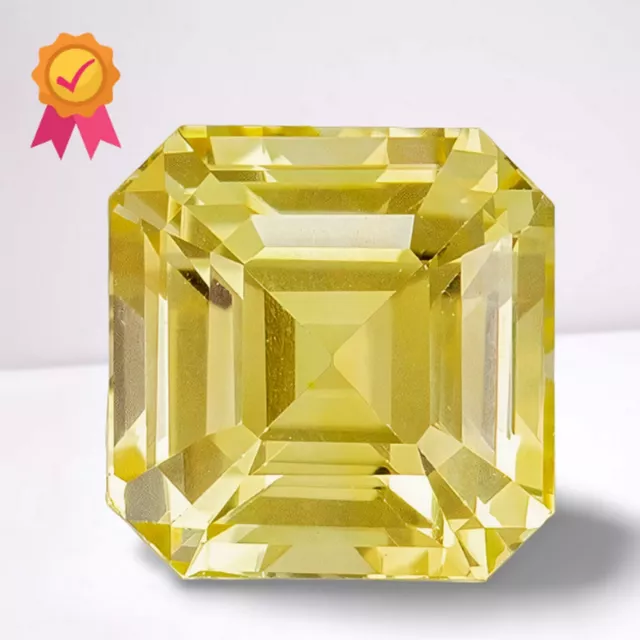 Piedra preciosa suelta corte asscher de zafiro amarillo 12 mm - 5 quilates piedra preciosa VVS