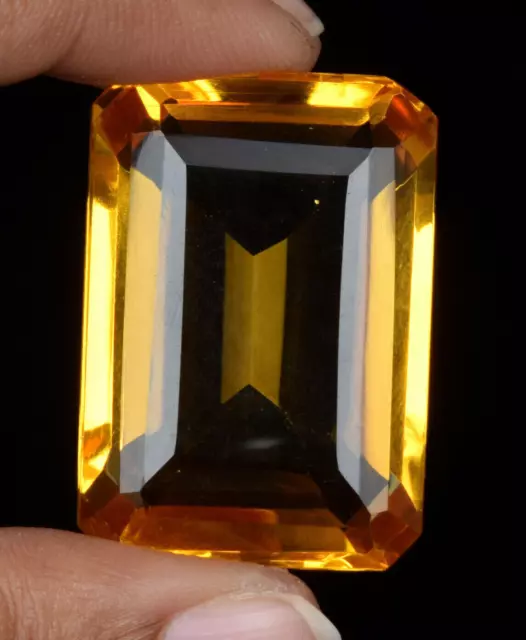 56 Ct. Large Yellow Citrine Emerald Faceted Cut Loose Gemstone Gift For Birthday