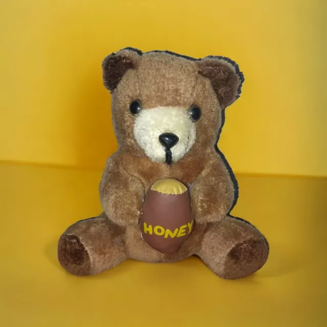 Liberty Toy Co. Brown Teddy Bear Honey Pot Vintage Stuffed Animal Stiff Type