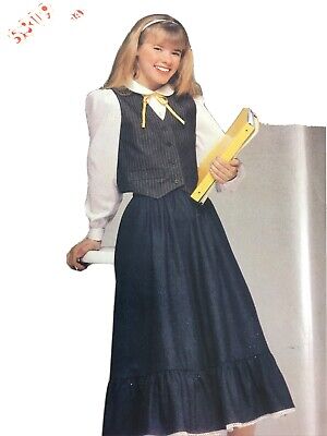 1980s Butterick See & Sew 5319 VTG Sewing Pattern Girl Vest Skirt  Size 10 12 14