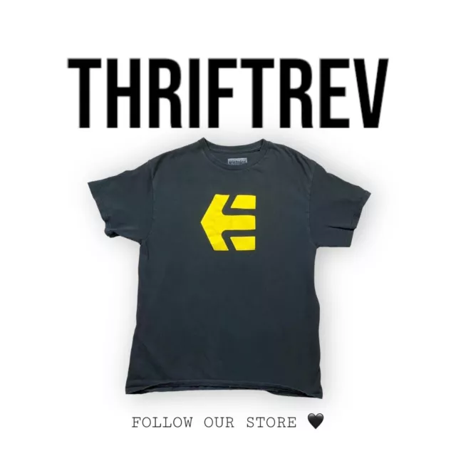 [M] Etnies Icon Black Tee Shirt Yellow Logo