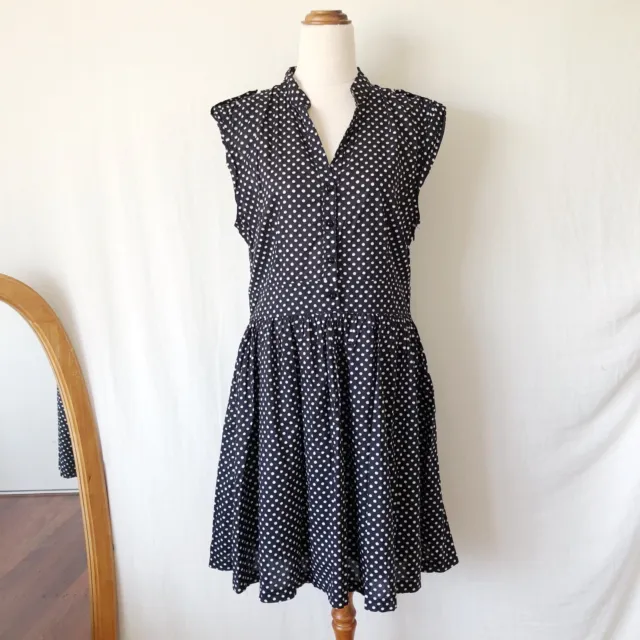 PRINCESS HIGHWAY Size 14 Black White Polka Dot Cotton Rockabilly Retro Dress