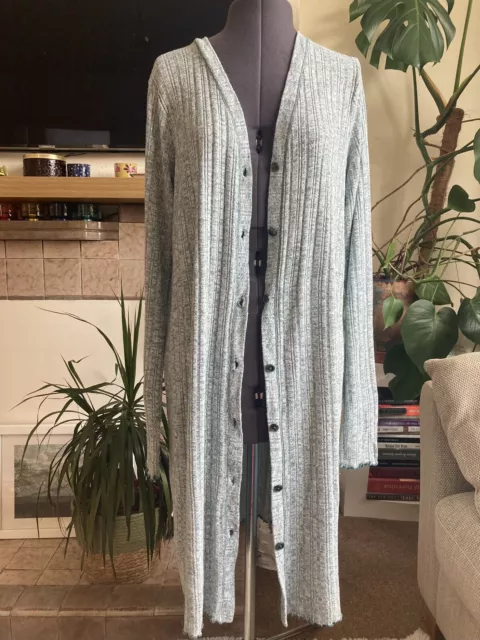 Anthropologie Akemi + Kin Duster Long Cardigan Button Up Knit Ribbed Size L