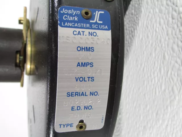 * New Joslyn Clark 61S0003040 640 Ohms  Rheostat 0.71-0.71 A, 600 V Type M 2