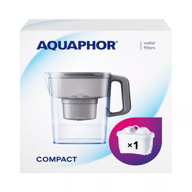 AQUAPHOR Wasserfilter Kanne Compact grau inkl. 1 Maxfor+ Filter Kompakt & leicht