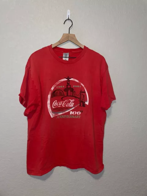 2001 Coca-Cola Coke Cincinnati bottling Company 100th Anniversary Red Shirt Y2K