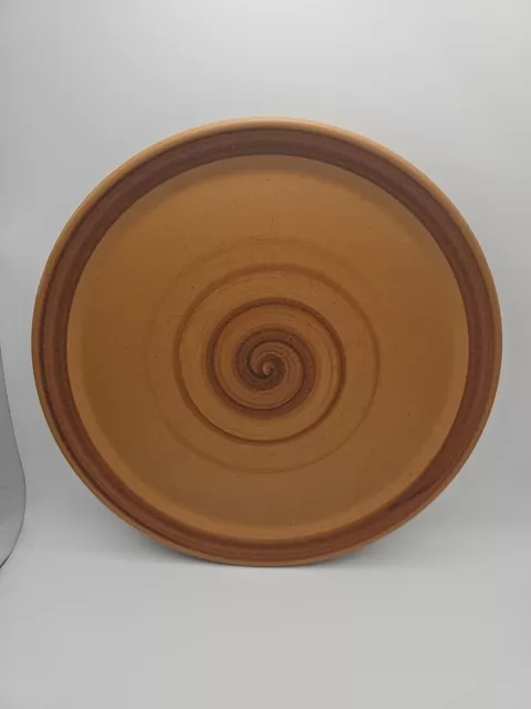 Vintage Purbeck Pottery 'Toast' Brown With Spiral Dinner Plate 10¼" Terracotta