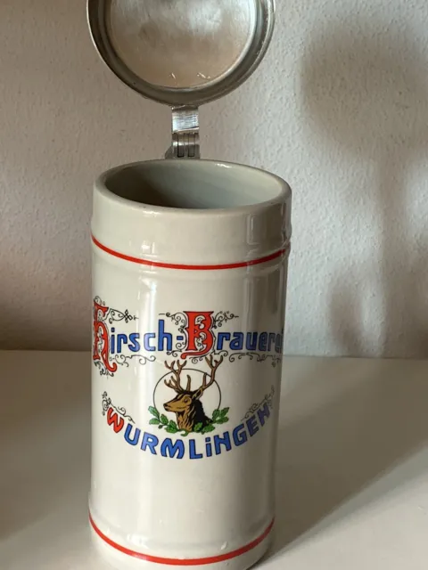 BOCCALE BICCHIERE DA BIRRA IN CERAMICA Kirsch Brauerei Wurmlingen 1 litro