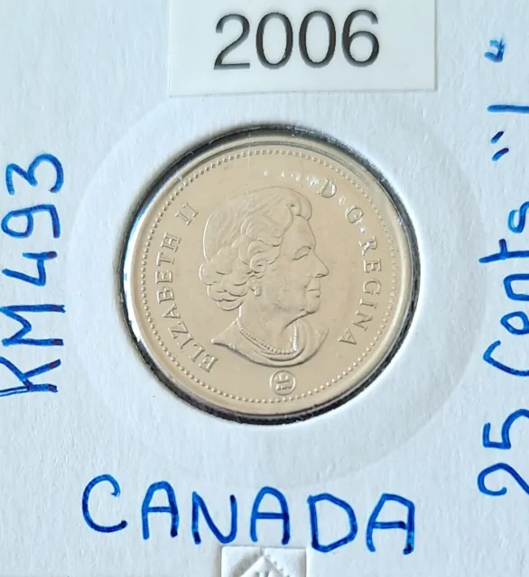 Canada  Pièce 25 cents - Élisabeth II Caribou, 4e effigie avec logo MRC  KM# 493