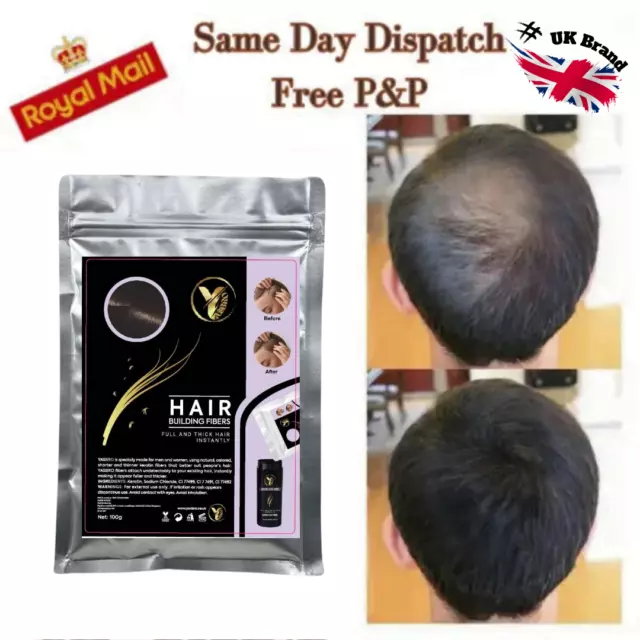 Hair Building Fibres Thickening Fibers Keratin Refill Pack 25/50/100gm UK