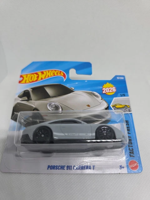 Hot Wheels Porsche 911 Carrera T Grise – édition Limitée Factory Fresh 1/5, 15/250 – Miniature 1:64 Neuve 2026, Avec Protecteur