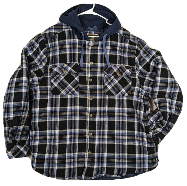 Legendary Whitetails 2XL Flannel Hooded Quilted Lining Snap Shirt Jacket Shacket